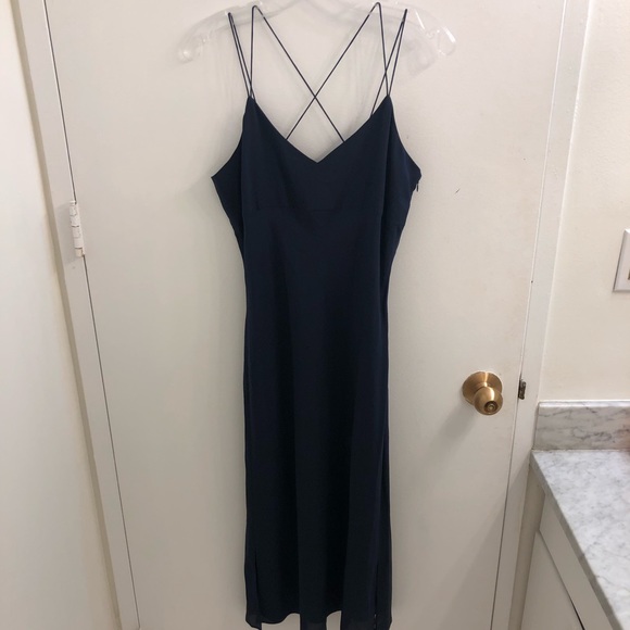 Madewell Dresses & Skirts - Madewell Navy Silk Slip Dress Midi Length NWT
